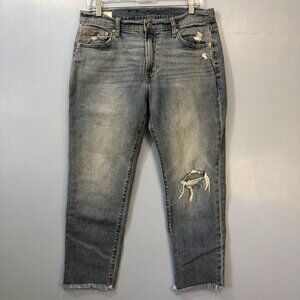 Gap Girlfriend Mid-Rise Distressed Jeans